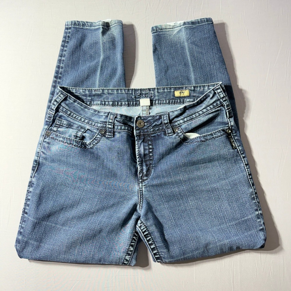 Silver Jeans Co Suki Mid Rise Skinny Jeans Medium Wash Blue Denim Womens 31x28.5